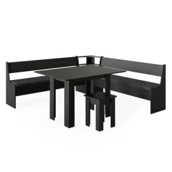 Eckbankgruppe Roman Schwarz 210 x 210 cm mit Tisch Vicco