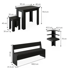 Eckbankgruppe Roman Schwarz 210 x 210 cm mit Tisch Vicco