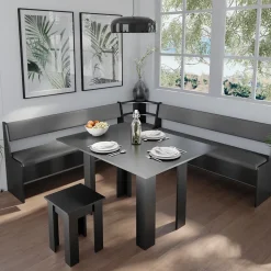 Eckbankgruppe Roman Schwarz 210 x 210 cm mit Tisch Vicco