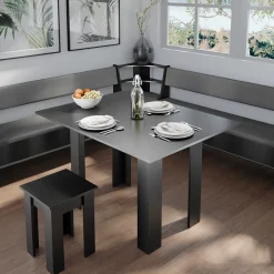 Eckbankgruppe Roman Schwarz 210 x 210 cm mit Tisch Vicco