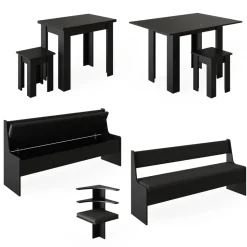 Eckbankgruppe Roman Schwarz 210 x 210 cm mit Tisch Vicco