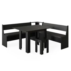 Eckbankgruppe Roman Schwarz 180 x 180 cm mit Tisch Vicco