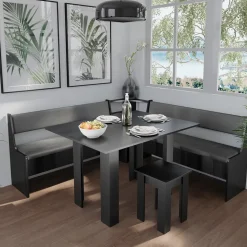 Eckbankgruppe Roman Schwarz 180 x 180 cm mit Tisch Vicco