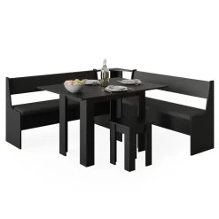 Eckbankgruppe Roman Schwarz 180 x 180 cm mit Tisch Vicco