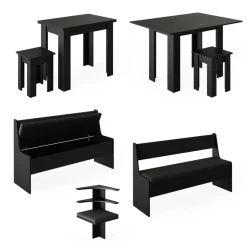 Eckbankgruppe Roman Schwarz 180 x 180 cm mit Tisch Vicco
