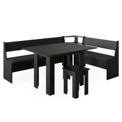 Eckbankgruppe Roman Schwarz 210 x 150 cm mit Tisch Vicco