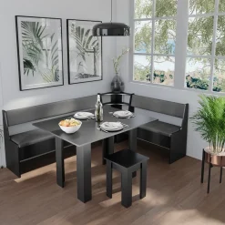 Eckbankgruppe Roman Schwarz 210 x 150 cm mit Tisch Vicco