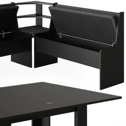 Eckbankgruppe Roman Schwarz 210 x 150 cm mit Tisch Vicco