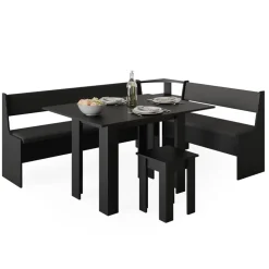 Eckbankgruppe Roman Schwarz 210 x 150 cm mit Tisch Vicco
