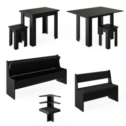 Eckbankgruppe Roman Schwarz 210 x 150 cm mit Tisch Vicco