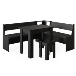 Eckbankgruppe Roman Schwarz 180 x 150 cm mit Tisch Vicco