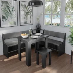 Eckbankgruppe Roman Schwarz 180 x 150 cm mit Tisch Vicco