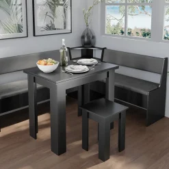 Eckbankgruppe Roman Schwarz 180 x 150 cm mit Tisch Vicco