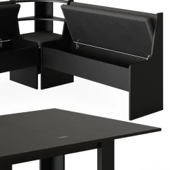 Eckbankgruppe Roman Schwarz 180 x 150 cm mit Tisch Vicco