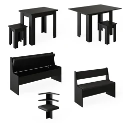 Eckbankgruppe Roman Schwarz 180 x 150 cm mit Tisch Vicco