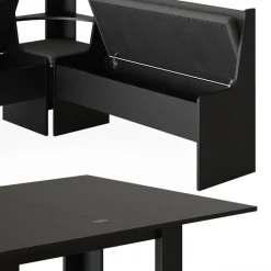 Eckbankgruppe Roman Schwarz 150 x 150 cm mit Tisch Vicco