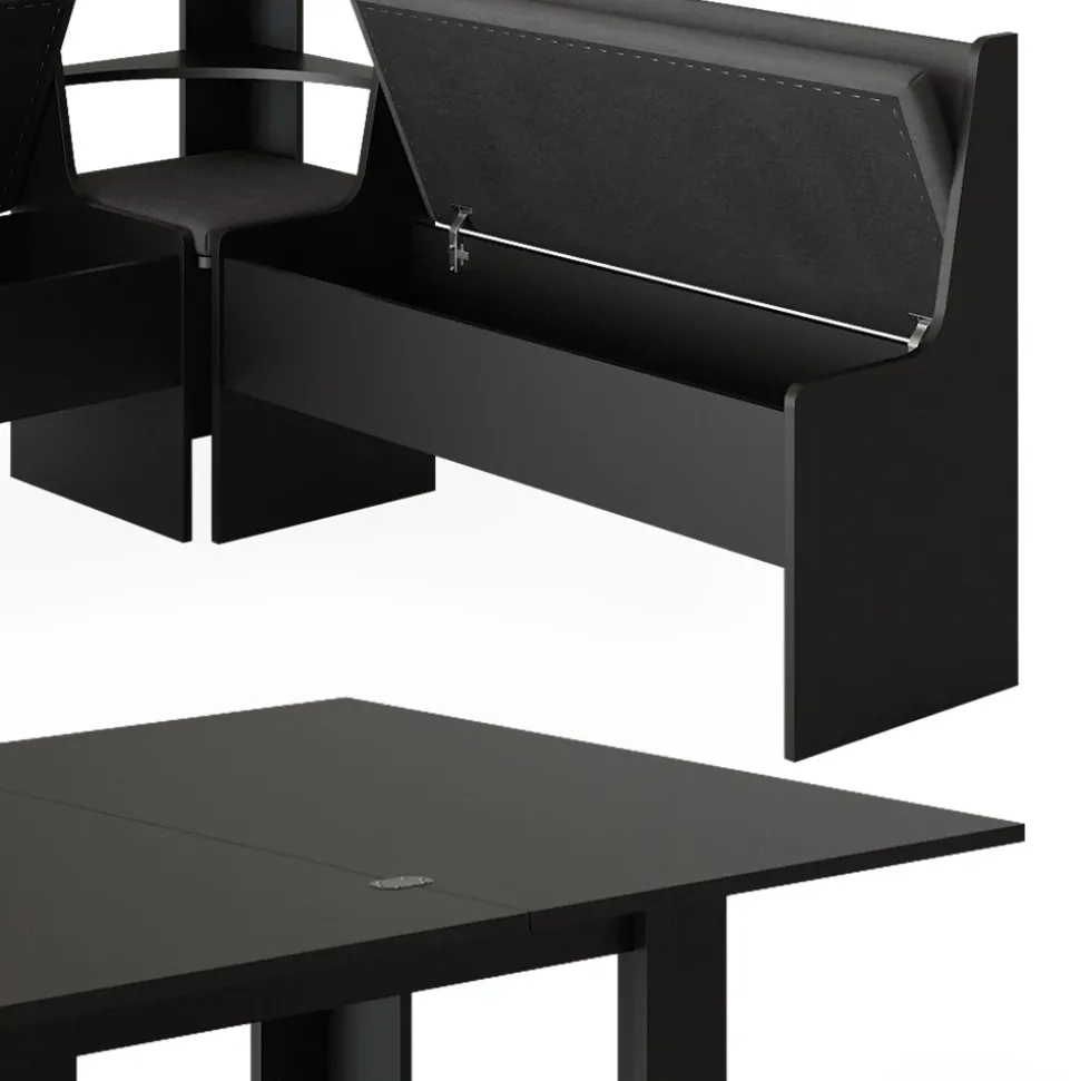 Eckbankgruppe Roman Schwarz 150 x 150 cm mit Tisch Vicco