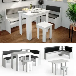 Eckbankgruppe Roman Weiß 180 x 120 cm mit Tisch Vicco