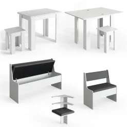 Eckbankgruppe Roman Weiß 180 x 120 cm mit Tisch Vicco
