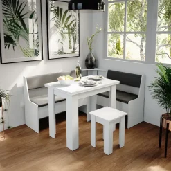 Eckbankgruppe Roman Weiß 150 x 120 cm mit Tisch Vicco