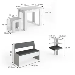 Eckbankgruppe Roman Weiß 150 x 150 cm mit Tisch Vicco