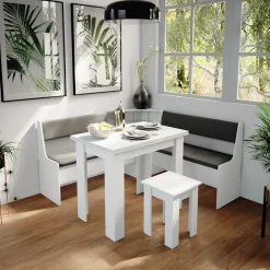 Eckbankgruppe Roman Weiß 150 x 150 cm mit Tisch Vicco