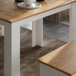 Eckbankgruppe Sentio Weiß/Goldkraft Eiche 112 x 73.6 cm mit 2 Bänken Vicco