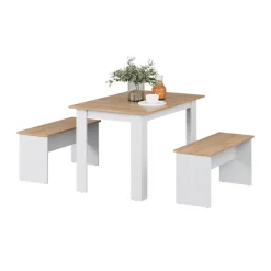 Eckbankgruppe Sentio Weiß/Goldkraft Eiche 112 x 73.6 cm mit 2 Bänken Vicco