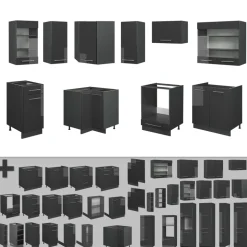 Eckküche Fame-Line Anthrazit Hochglanz 190 x 46 cm ohne Arbeitsplatte Vicco