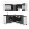 Eckküche Fame-Line Anthrazit Hochglanz/Weiß 190 x 60 cm , AP Anthrazit Vicco