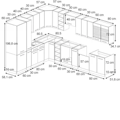 Eckküche Fame-Line Anthrazit Hochglanz 347 x 46 cm ohne Arbeitsplatte Vicco