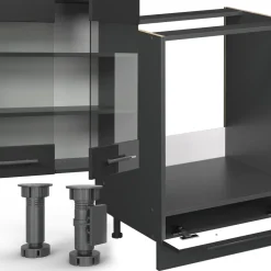 Eckküche Fame-Line Anthrazit Hochglanz 347 x 46 cm ohne Arbeitsplatte Vicco