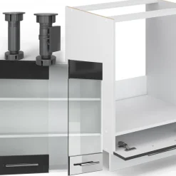 Eckküche Fame-Line Anthrazit Hochglanz 190 x 46 cm ohne Arbeitsplatte Vicco