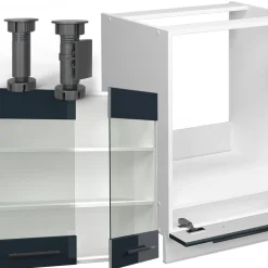 Eckküche Fame-Line Dunkelblau Hochglanz/Weiß 190 x 46 cm ohne Arbeitsplatte Vicco