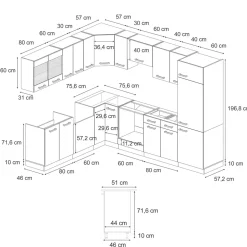 Eckküche R-Line Anthrazit Landhaus/Goldkraft Eiche 287 x 60 cm , AP Anthrazit Vicco