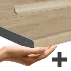 Eckküche R-Line Rot Hochglanz/Weiß 287 x 60 cm , AP Eiche Vicco