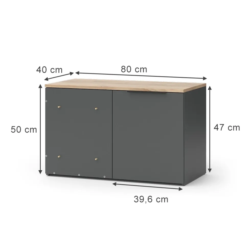Eckkommode Wido Anthrazit 80 x 50 cm Eck Kommode mit Tür Vicco