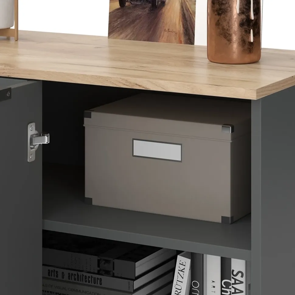 Eckkommode Wido Anthrazit 80 x 50 cm Eck Kommode mit Tür Vicco