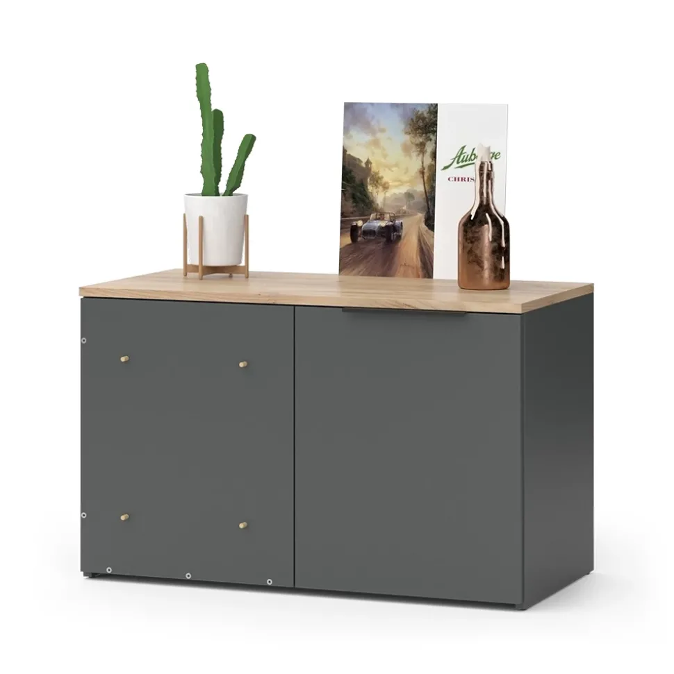 Eckkommode Wido Anthrazit 80 x 50 cm Eck Kommode mit Tür Vicco