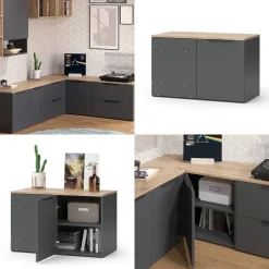 Eckkommode Wido Anthrazit 80 x 50 cm Eck Kommode mit Tür Vicco