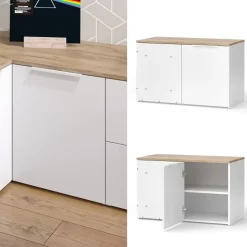 Eckkommode Wido Weiß/Sonoma 80 x 50 cm mit Tür Vicco