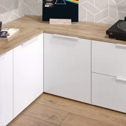 Eckkommode Wido Weiß/Sonoma 80 x 50 cm mit Tür Vicco