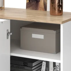 Eckkommode Wido Weiß/Sonoma 80 x 50 cm mit Tür Vicco