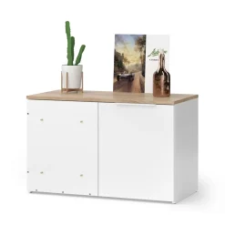 Eckkommode Wido Weiß/Sonoma 80 x 50 cm mit Tür Vicco