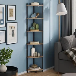 Eckregal Bivio Goldkraft Eiche/Anthrazit 29 x 163.5 cm mit 6 Ablagefächern Vicco