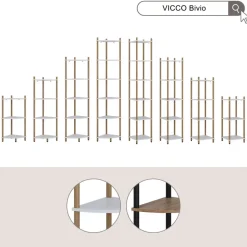 Eckregal Bivio Goldkraft Eiche/Anthrazit 30 x 102.5 cm 4 Ablageflächen Vicco