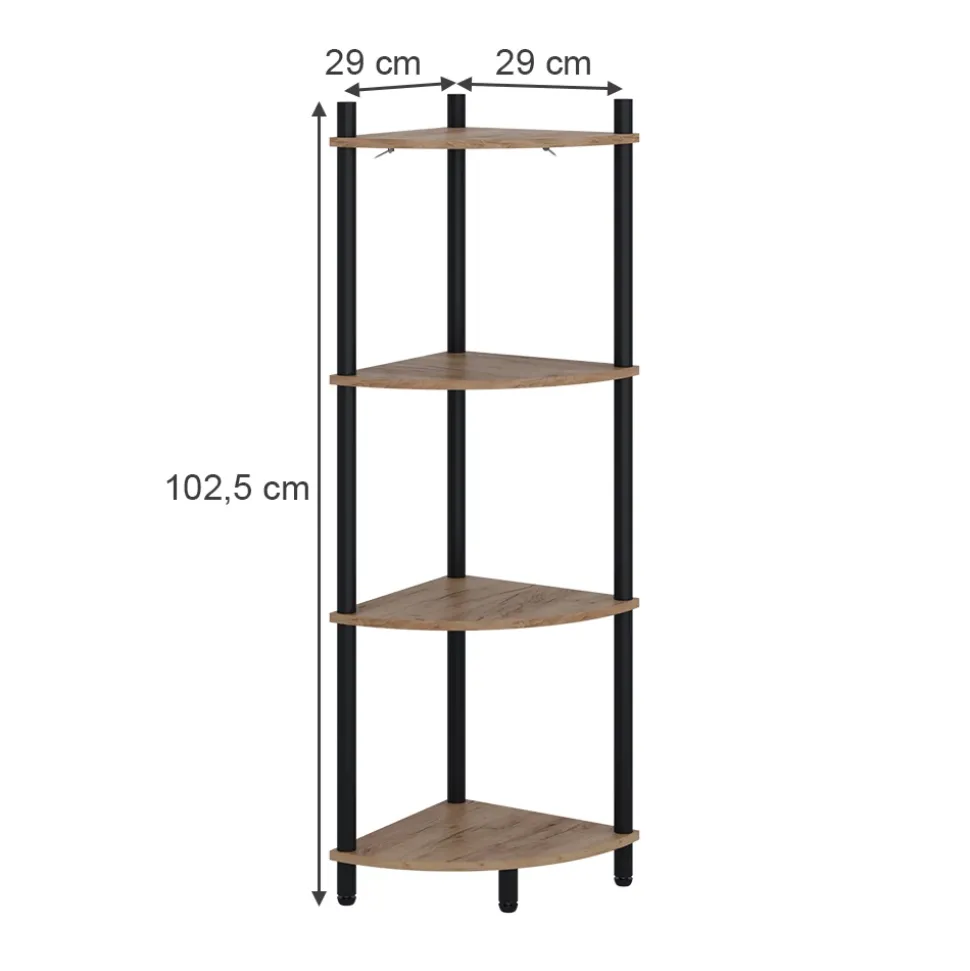 Eckregal Bivio Goldkraft Eiche/Anthrazit 29 x 102.5 cm mit 4 Ablagefächern Vicco