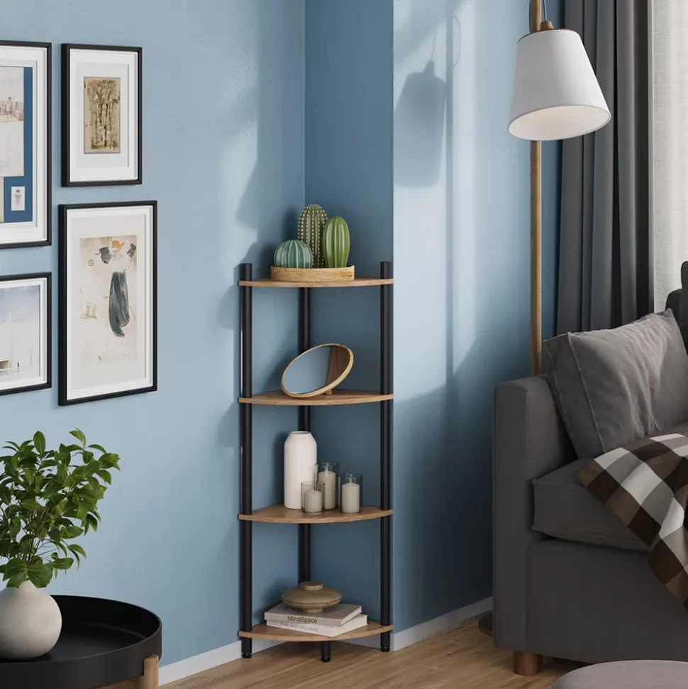 Eckregal Bivio Goldkraft Eiche/Anthrazit 29 x 102.5 cm mit 4 Ablagefächern Vicco