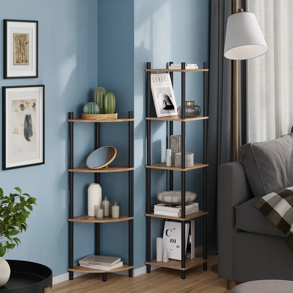 Eckregal Bivio Goldkraft Eiche/Anthrazit 29 x 102.5 cm mit 4 Ablagefächern Vicco