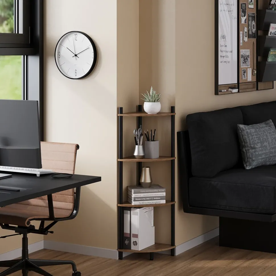 Eckregal Bivio Goldkraft Eiche/Anthrazit 29 x 102.5 cm mit 4 Ablagefächern Vicco